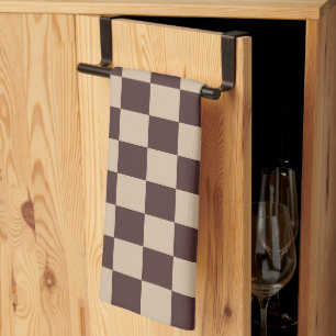 Coffee Brown Checkerboard Kökshandduk
