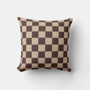 Coffee Brown Checkerboard Kudde