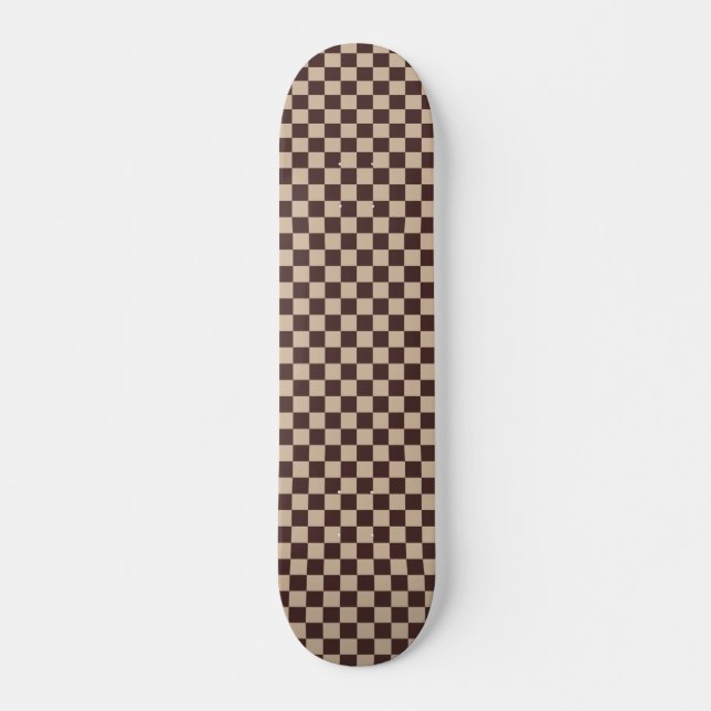 Coffee Brown Checkerboard Mini Skateboard Bräda 18,5 Cm (Framsida)