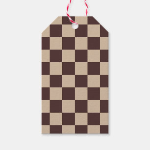 Coffee Brown Checkerboard Presentetikett