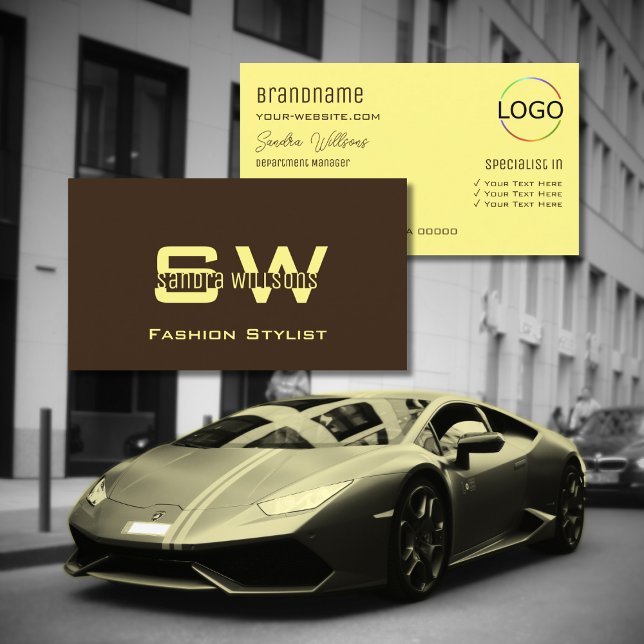 Coffee Brown Cream med Monogram och Logotyp Visitkort (Skapare uppladdad)