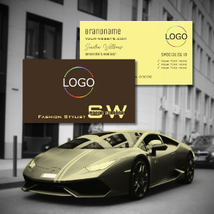 Coffee Brown Cream med Monogram och Logotyp Visitkort