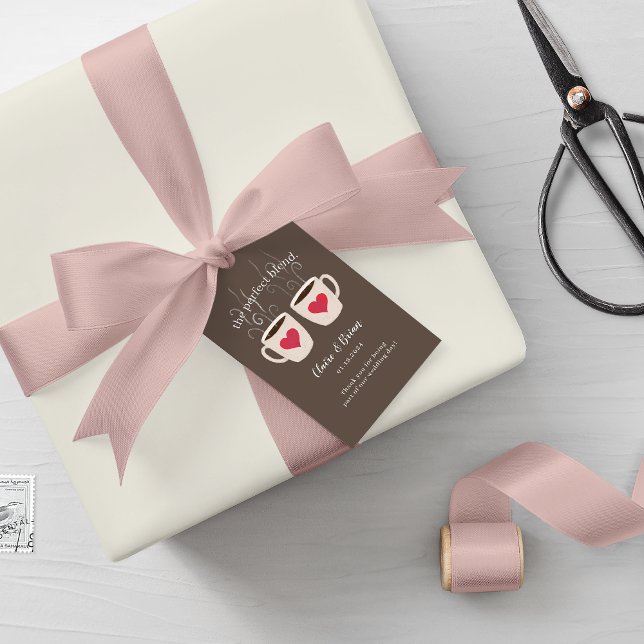 Coffee Brown Illustrated Kaffe koppar Perfekt Blen Presentetikett (Skapare uppladdad)