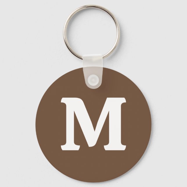 Coffee Brown Solid Färg | Monogram Nyckelring (Framsida)