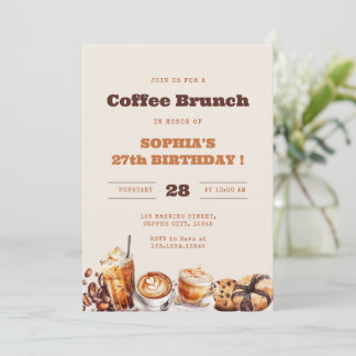 Coffee Brunch Any Age Birthday Inbjudningar