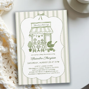 Coffee Brunch Bebe Brygging Neutral Baby Shower Inbjudningar