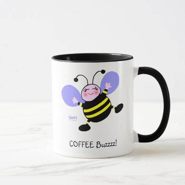 Coffee Buzz Bumblebee Caffeine Addict Cute Funny Mugg (Höger)