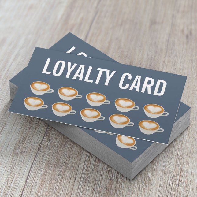 Coffee Cafe Elegant Dusty Blue Loyalty Lojalitetskort (Skapare uppladdad)