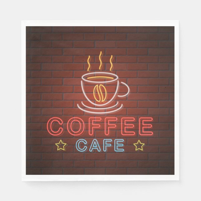Coffee Cafe Neon-tecken Pappersservett (Framsidan)