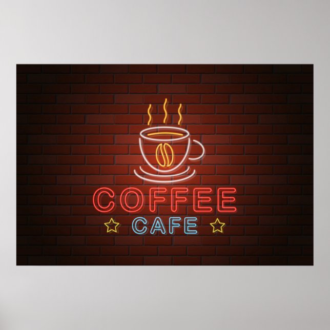 Coffee Cafe Neon-tecken Poster (Framsidan)