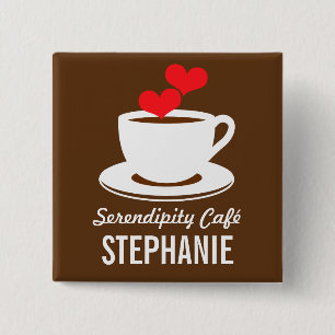 Coffee Café Shop Anpassningsbar Employee Namn Bad Knapp