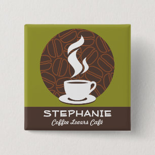 Coffee Café Shop Anpassningsbar Employee Namn Bad Knapp
