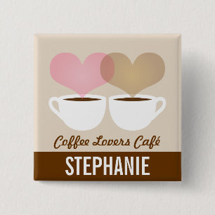 Coffee Café Shop Anpassningsbar Employee Namn Bad Knapp