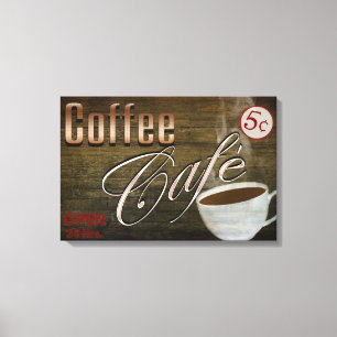 COFFEE CAFE' SIGN - 24 X 16 WRAP-AROUND CANVAS