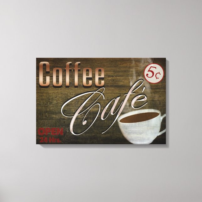 COFFEE CAFE' SIGN - 24 X 16 WRAP-AROUND CANVAS (Framsida)