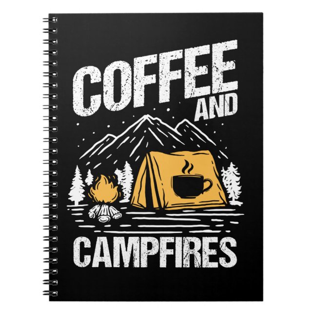 Coffee Campfire Funny Nature Camping Anteckningsbok (Framsidan)