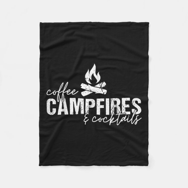 Coffee Campfire och Svan Graphic Funny Camping Fleecefilt (Framsidan)