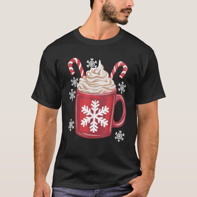 Coffee Candy Cane Christmas Pajama X mas  T Shirt (Framsida)