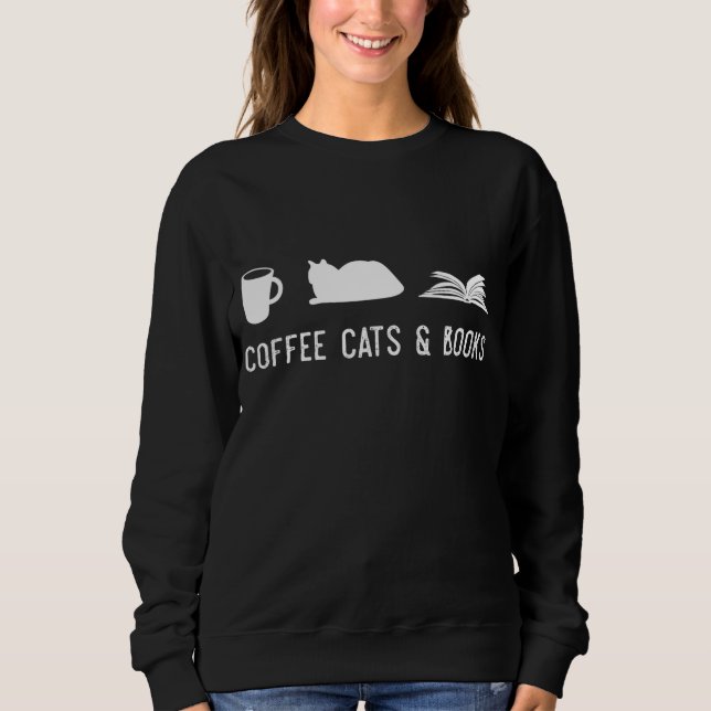 Coffee Cat Bok Cute Bookworm Librarian Gift T Shirt (Framsida)