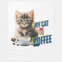 Coffee cat Fleece Blanket
