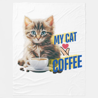 Coffee cat Fleece Blanket