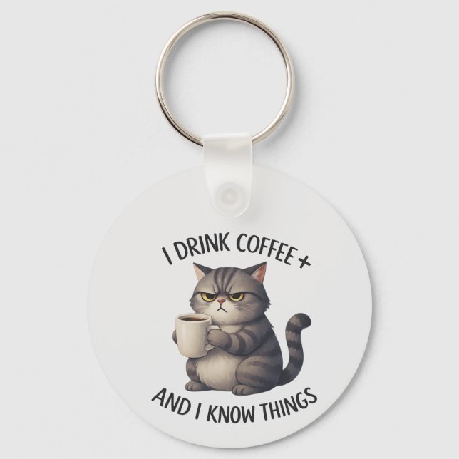 Coffee Cat Wisdom Nyckelring (Framsida)