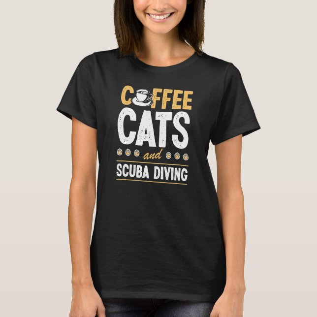 Coffee Cats And Scuba Diving Divemaster Scuba Inst T Shirt (Framsida)