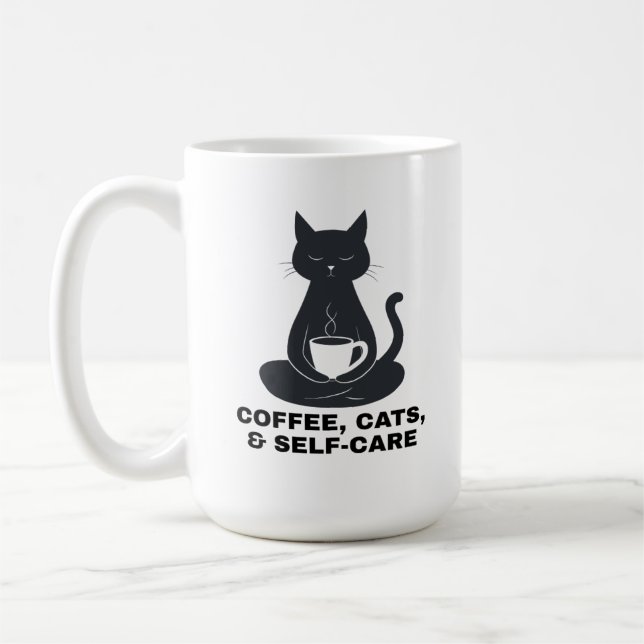 Coffee, Cats, and Self-Care Kaffemugg (Vänster)