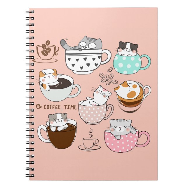 Coffee Cats Funny Anteckningsbok (Framsidan)