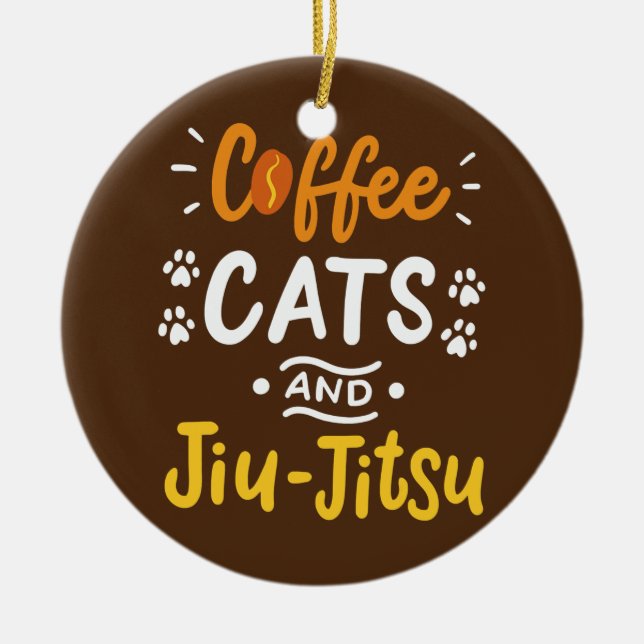 Coffee Cats Jiu Jitsu Brazilian Jiu Jitsu  Julgransprydnad Keramik (Framsidan)