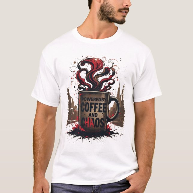 Coffee Chaos Manar T Shirt (Framsida)