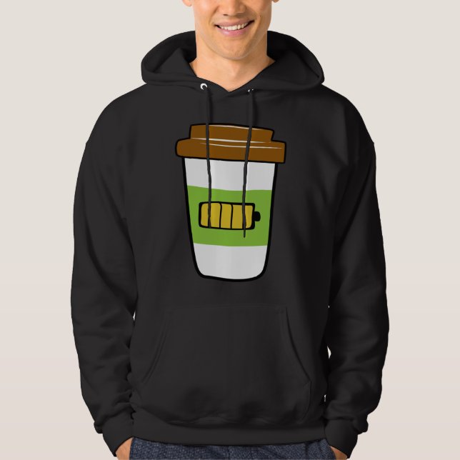 Coffee Charging  Battery Graphic Plus Size Hoodie (Framsida)