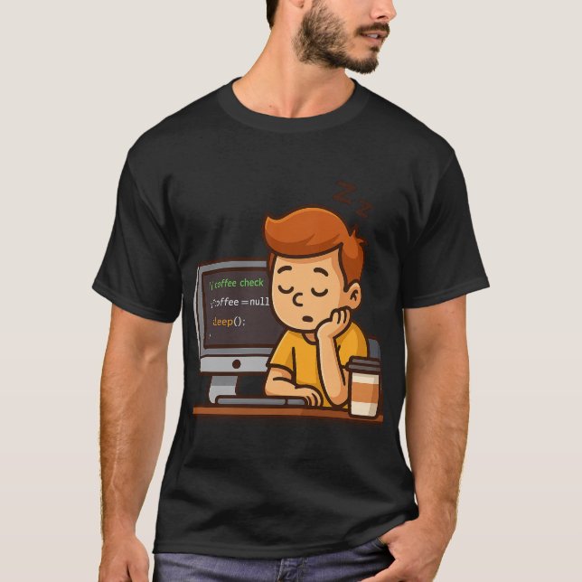 Coffee Check – Funny Programmer T-Shirt (Framsida)