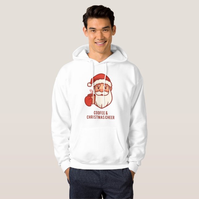 Coffee & Christmas Cheer Santa Hoodie (Hel framsida)