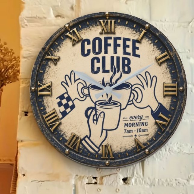 Coffee Club Rustic Coffee Bar Farmhouse  Stor Klocka (Skapare uppladdad)