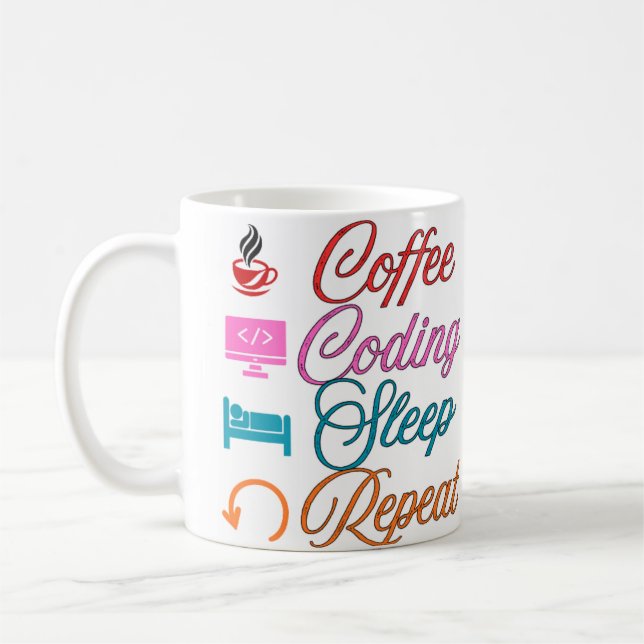 Coffee Coding Sömn Upprepa - Programmerare  Kaffemugg (Vänster)
