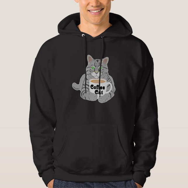 Coffee  Coffee Cat Coffee Drinkers Cute Cat Hoodie (Framsida)
