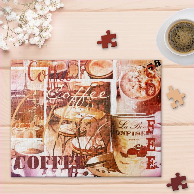 Coffee Collage Script Overlay Personlig Puzzle Pussel (Skapare uppladdad)