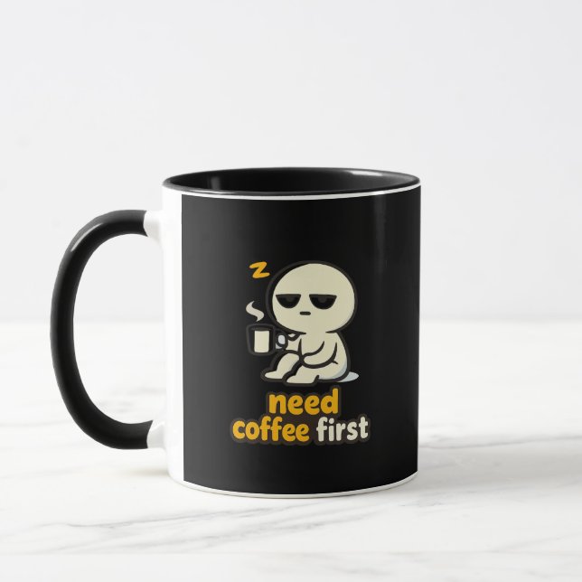 Coffee Comes First – Sleepy Morning Humor Mugg (Vänster)