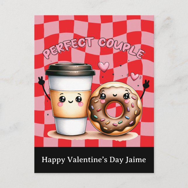 Coffee Couple Funny Valentines Day Postcard Vykort (Framsida)