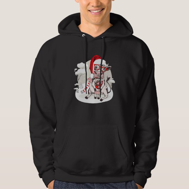 Coffee Cow Christmas Lights Cute Xmas Santa Hat An Hoodie (Framsida)