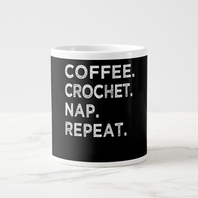 Coffee Crochet Nap Repeat Funny Crocheter Gift Jumbo Mugg (Framsidan)