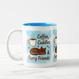 Coffee, Cuddles & Furry Friends Cute Cat Lover Cof Två-Tonad Mugg