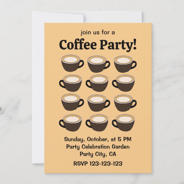 Coffee Cup Pattern Coffee Party Inbjudningar (Framsida)