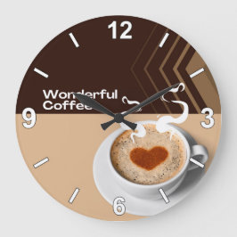Coffee Cup Wall Clock – Cozy Cafe Kitchen Home Dec Stor Klocka