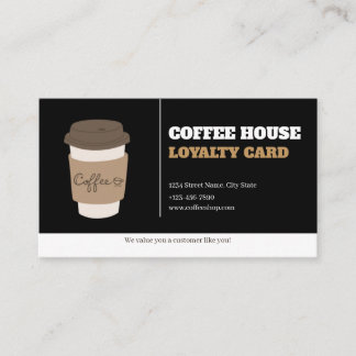 Coffee Cups Black White Cafe Customer Loyalty Card Lojalitetskort
