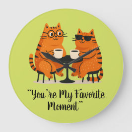 Coffee Date Cat Couple Wall Clock Stor Klocka