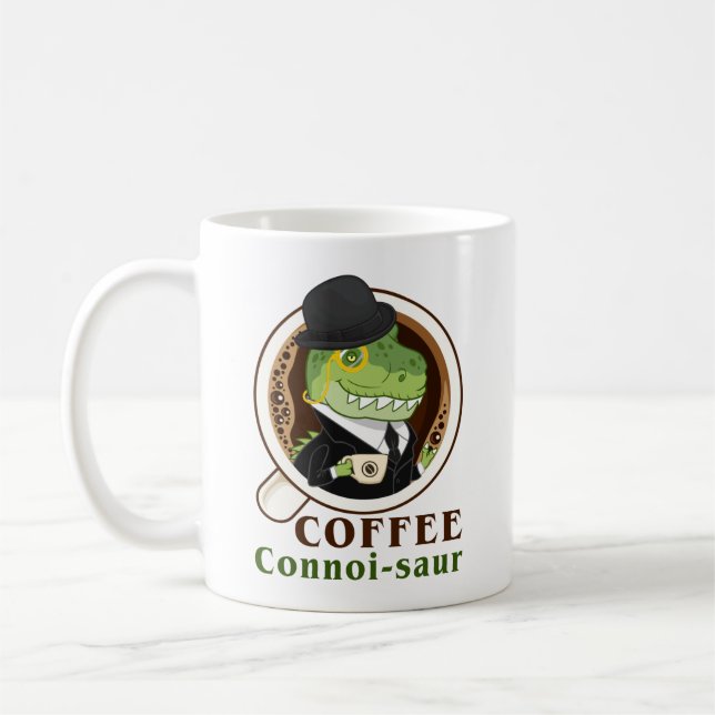 Coffee Dinosaur Connoi-Saur Funny Coffee Drinker Kaffemugg (Vänster)