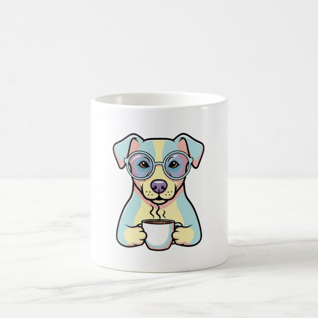 Coffee Dog with Glasses – Cute Whimsical Illustrat Kaffemugg (Center)