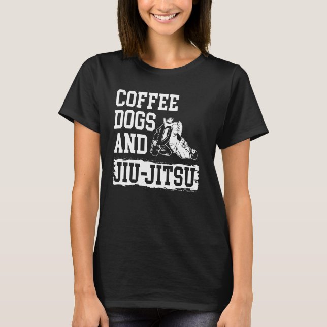 Coffee Dogs Jiu Jitsu  BJJ Hundar T Shirt (Framsida)